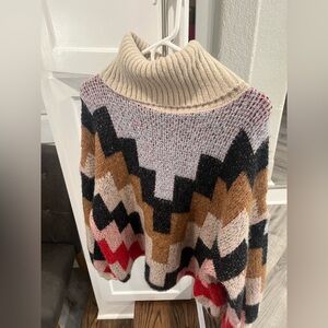 Karlie Multicolor Chevron Turtleneck Sweater